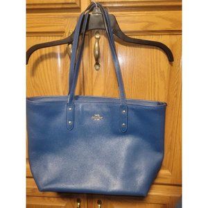 Womens Coach Namebrand Periwinkle Blue Leather City Tote Bag Purse / Handbag